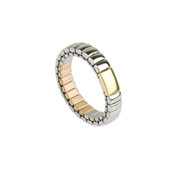 Flexibele ring (goudkleurig met zilverkleur van staal) met koper – Maat 19