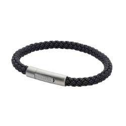 Stevig gevlochten zwarte rubberen armband met ronde sluiting – Maat L