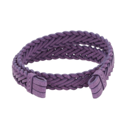 Paarse open gevlochten leren armband
