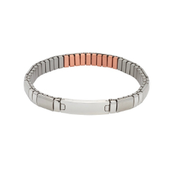 Flexibele armband met zilverkleurige blokjes met koper